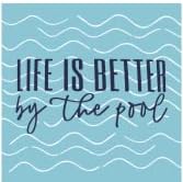 Adabana Outdoor Waterproof Pillow Covers 18x18 Inch, Life is Better | Blue Decor Waterproof Pillow Cover Set of 2 for Patio, Porch, Garden Furniture,Life is Better by The Pool
