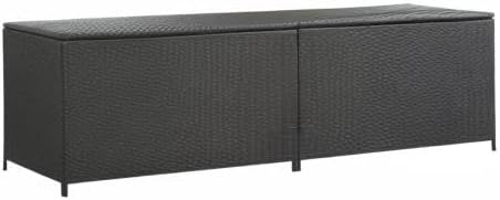 Patio Storage Box Deck Storage Box Outdoor Storage Box Indoor Wicker Storage Bin for Patio Furniture Cushions, Pillows, Garden Tools, Poly Rattan Black, 78.7"x19.6"x23.6" -AA