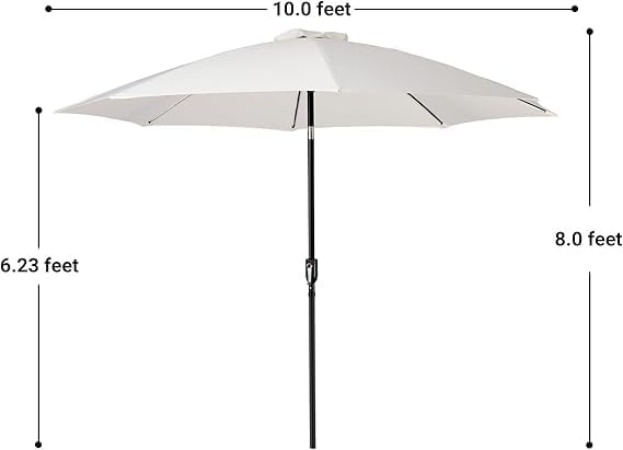 9ft Wooden Umbrella, Outdoor Patio Umbrella, Wood Market Umbrella, Patio Umbrella Wood Pole with Pulley Lift for Garden, Yard, Deck, Pool, Market