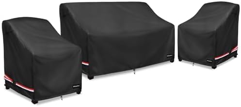 Patio Furniture Covers,3 Piece Heavy Duty Waterproof Outdoor Furniture Covers,Outdoor Furniture Covers for Patio Furniture,Includes 2 Patio chair covers 33in and 1 Patio loveseat cover 79in,Black