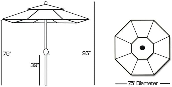 Galtech International 727AB29 Deluxe Auto Tilt - 7.5' Round Umbrella, Choose Fabric Color: 29: Beige, Choose Pole Finish: AB: Antique Bronze