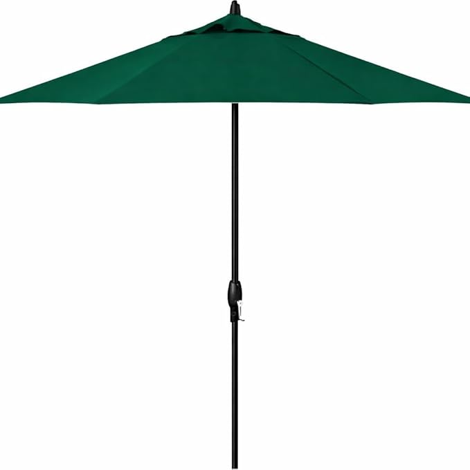 Treasure Garden 9-Foot Patio Umbrella - Outdoor Furniture Market Umbrella – Auto Tilt – Black Aluminum Frame (Obravia, Forest Green)