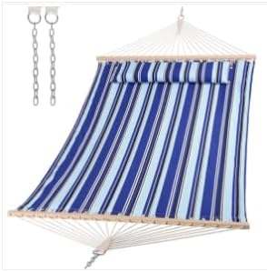 Garvee 2 Person Outdoor Hammock with Stand, Heavy Duty Portable Double Hammock with Balance Rope, MAX 450 LBS Capacity for Patio, Backyard, Garden, Beach