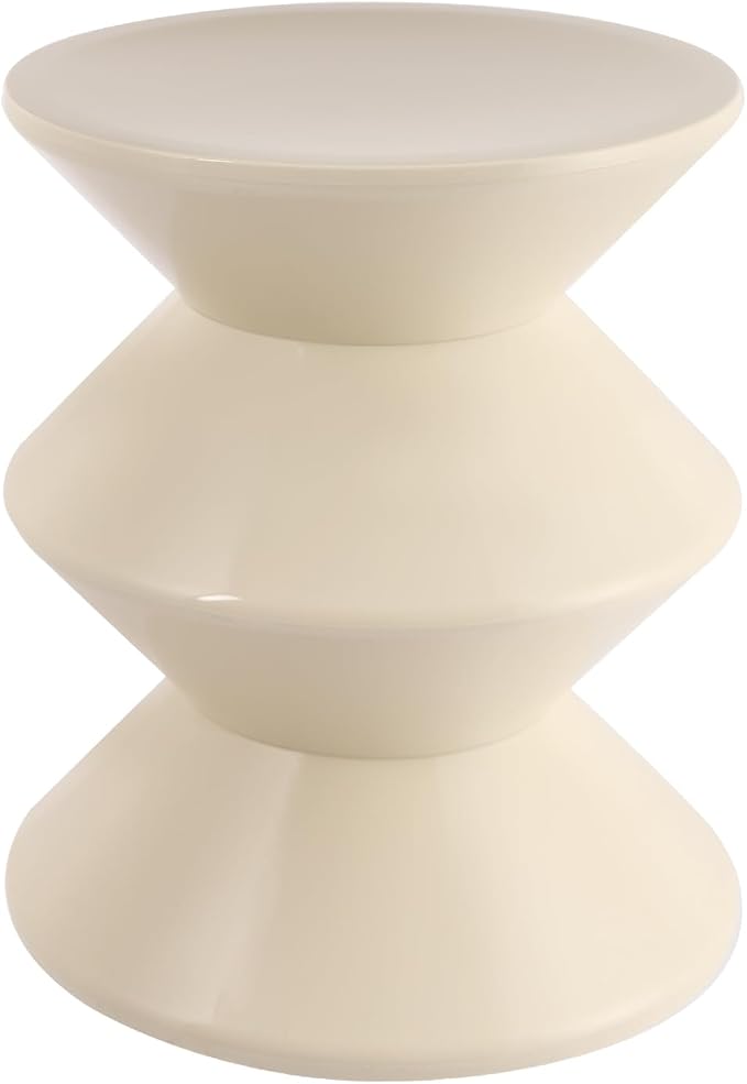 Funky Side Table Trendy Side Table Funky Sofa Stool Small Night Stand for Couch Sofa, White Outdoor Side Tables Boho Decor End Table for Coffee Patio (White)