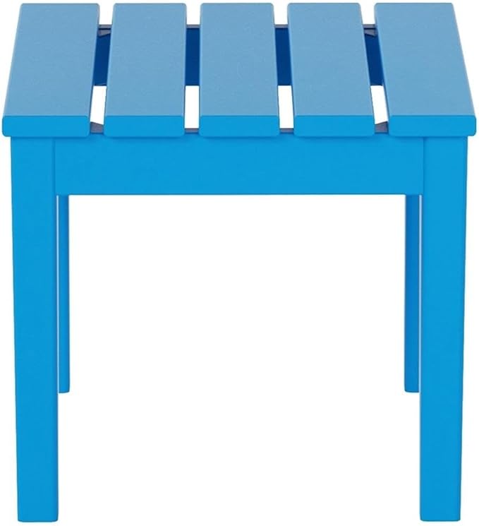 Costaelm Small Outdoor Side Table, Patio End Table Weather Resistant Outdoor Coffee Table, Square Conversation Table for Indoor, Porch, Balcony, Garden, Poolside, Deck, Pacific Blue