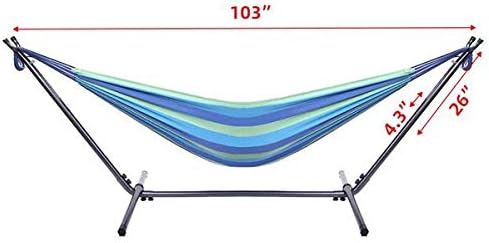 Hammock Set (Hammock Frame Small Color Bar) Natural Rope (Blue-Green bar)