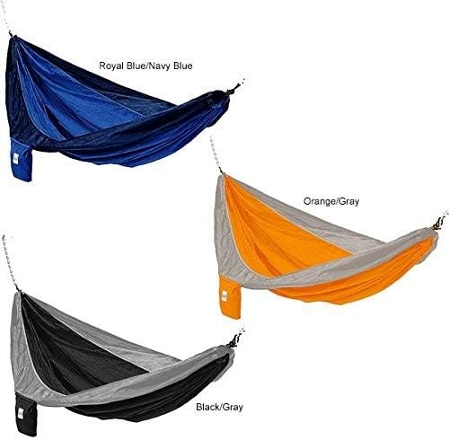 Hammaka Parachute Silk Lightweight Portable Double Hammock, Black/Grey