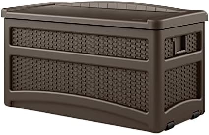 46 x 24 in. 73 gal Plastic Deck Box with Seat Brown