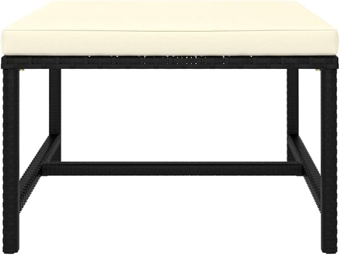 3-Piece Modular Patio Set, 23.6" PE Rattan Sofa & Footstool with Cream Cushions, Weather Frame, Easy-Clean Covers