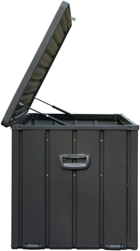 Large 120-Gallon Waterproof Outdoor Storage Box for Patio, Deck, or Poolside – Durable Weather-Resistant Design with Lockable Lid (100 Gallon W/Resin Lid (Dark Gray))