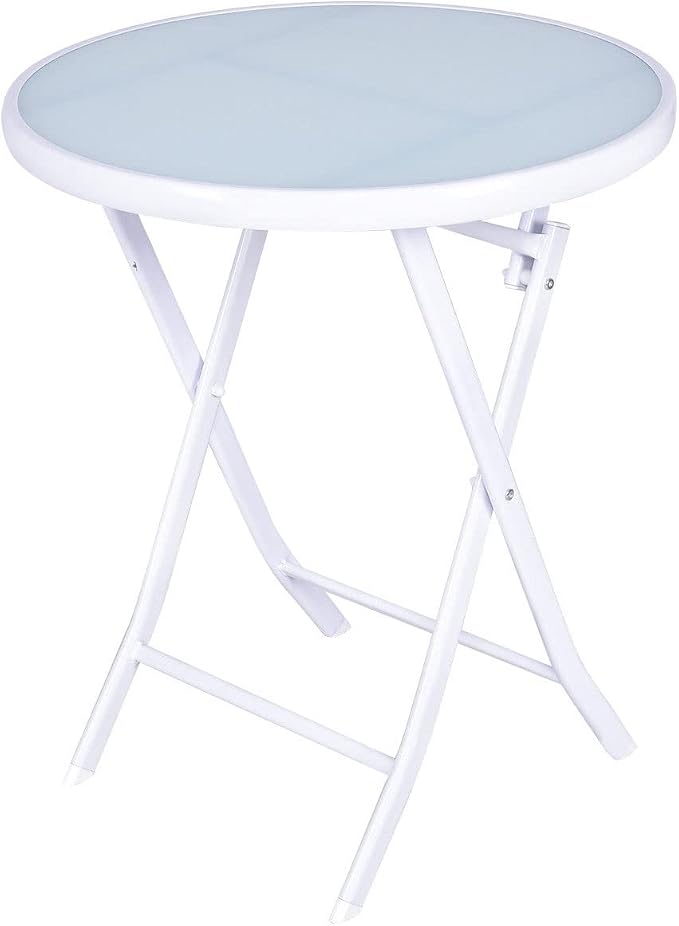 3 PCS Folding Bistro Table Chairs Set Garden Backyard Patio Furniture White Loveseat Coffee Table, Onesize