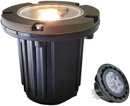 MALORY Low Voltage Landscape Lights, (φ125 mm) Brass Top Cover 12V Outdoor In Ground Lights, LED Well Lighting for Pathway, Driveway, Deck Step and Garden 1 Pack with MR16 Bulb (Flat Top)