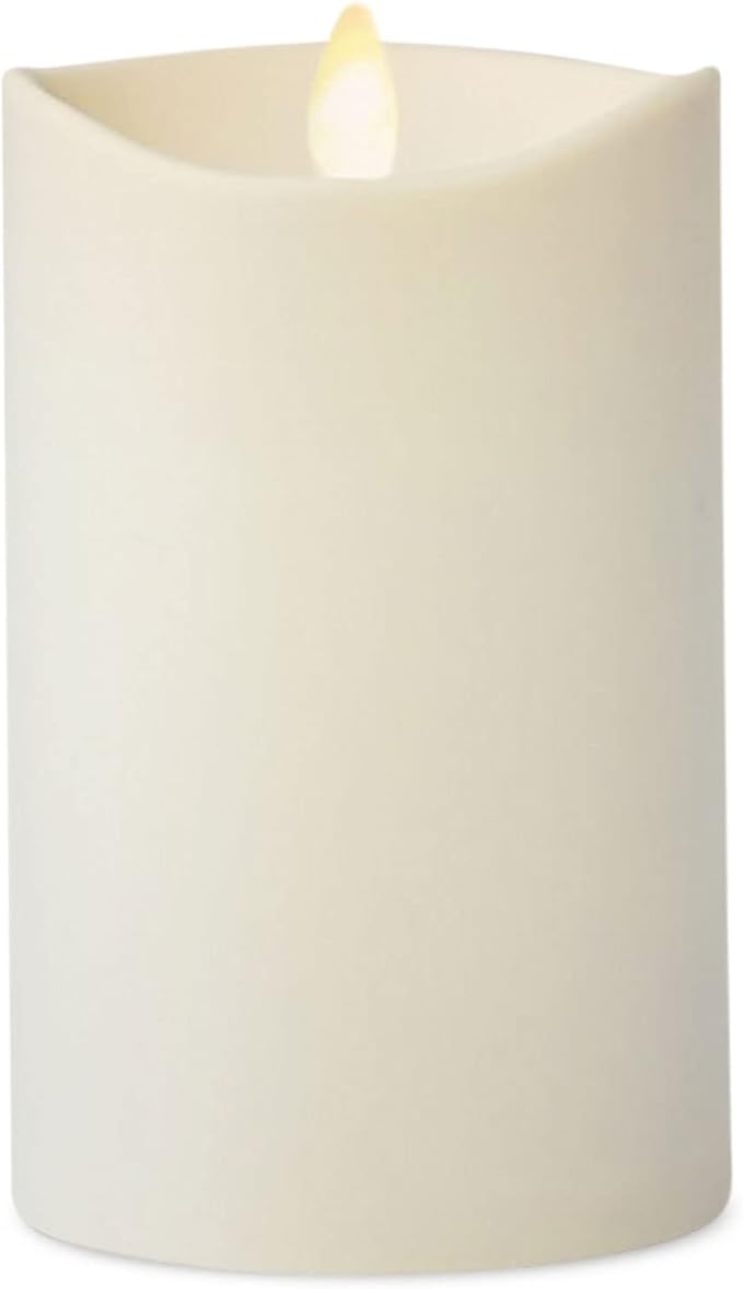 Luminara Realistic Artificial Moving Flame Outdoor Pillar Candle - Moving Flame LED Battery Operated Lights for Outside Christmas, Thanksgiving - Remote Ready - Remote Sold Separately - 3.25" x 5"