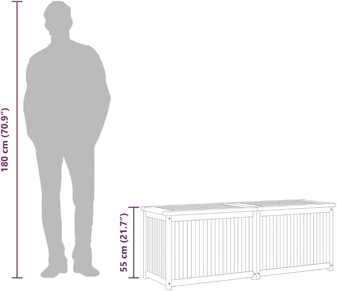 Patio Storage Box Outdoor Solid Wood Teak Deck Chest with Lid 59.1"x19.7"x21.7" Weather Resistant Garden Bench Container for Cushions Tools