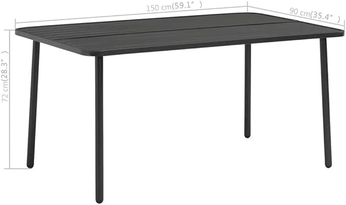 Bowery Hill 5-Piece Steel Patio Dining Set, E-Coated Powder-Coated Finish in Dark Gray, Includes Table and 4 Stackable Chairs, Modern Style, Indoor/Outdoor Use, Perfect for Garden, Terrace, or Balcony