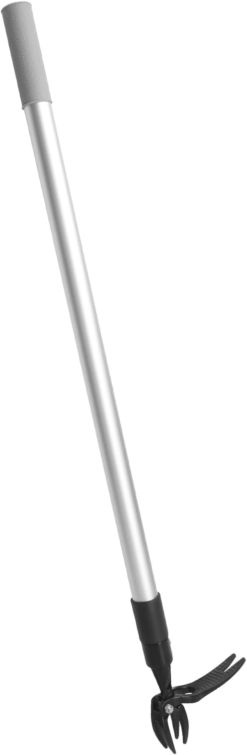 Hoffen Adjustable Stand Up Weeder (33-55 Inch), Lightweight Aluminum Weed Puller Tool, Telescoping Rotating Handle, 4-Claw Rust-Free, Corrosion-Resistant Gardening Tool for All Ages, Easy to Store