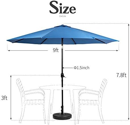 5 Pieces Patio Metal Furniture Outdoor Dining Set with 4 Stackable Bistro Chairs, 37'' x 37'' Metal Tabletop Square Table and 10Ft Sky Blue Umbrella