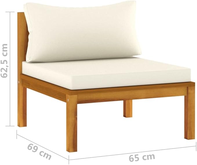 Patio Lounge Set with Cream Cushion,Patio Furniture Sets,Patio Conversation Sets,Outdoor Furniture Sets,for Garden,Backyard,Outdoor,3 Piece Solid Acacia Wood
