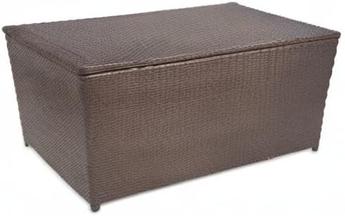 Patio Storage Box Deck Storage Box Outdoor Storage Box Indoor Wicker Storage Bin for Patio Furniture Cushions, Pillows, Garden Tools, Poly Rattan Brown, 47.2"x19.7"x23.6"