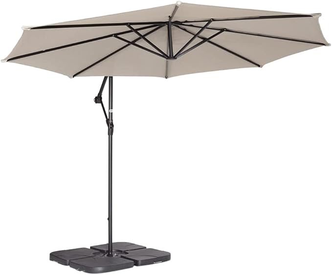 Coolaroo 90% UV Block Adjustable Freestanding Cantilever Umbrella with Two Position Tilt, 10' Round