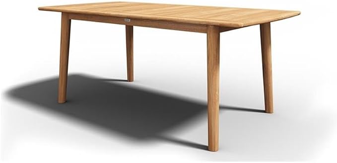 Pemberly Row Traditional Rectangular Teak Outdoor Dining Table, Natural Finish, 71 x 35.5 x 29.5 in, Premium Teak Construction, Weather-Resistant Patio Table for Backyard or Garden Dining Use