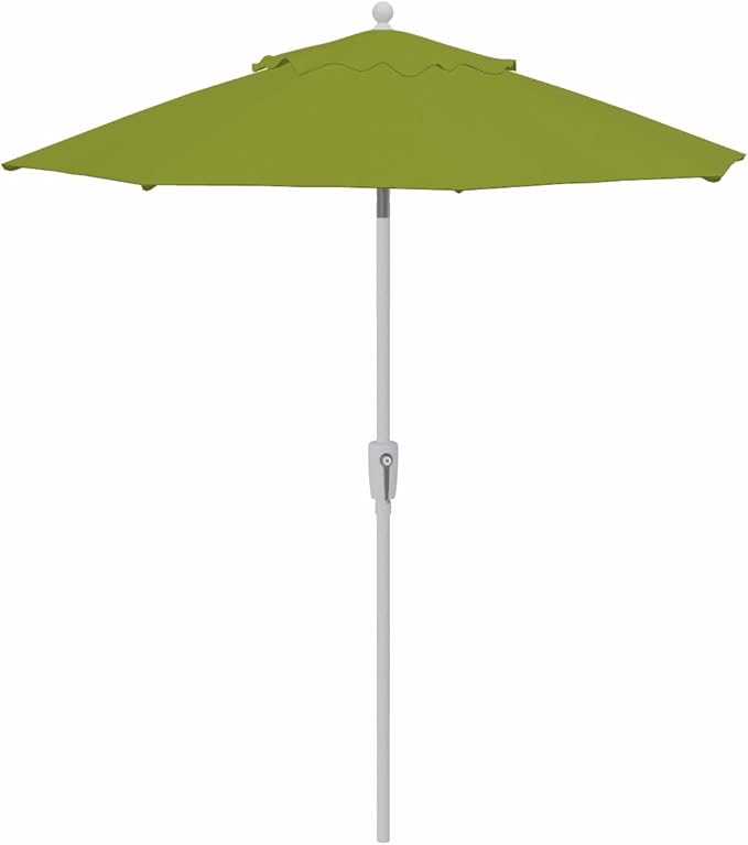 Treasure Garden 7.5ft Patio Umbrella – Outdoor Market Umbrella – Push Button Tilt – White Aluminum Frame (O’bravia, Kiwi)