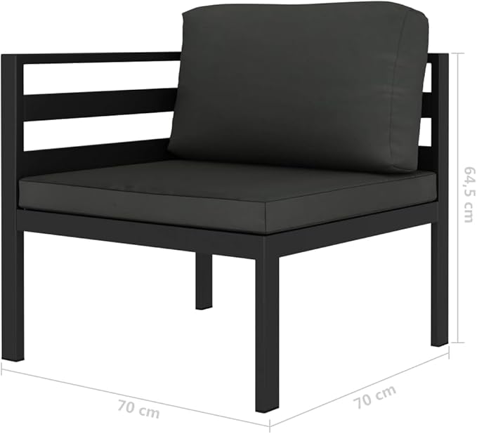 vidaXL Patio Furniture Set 3 Piece, Patio Conversation Set with Cushions, Outdoor Sectional Sofa for Garden Backyard Balcony, Aluminum Anthracite
