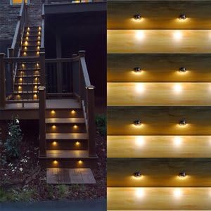 Warm White Low Voltage LED Deck Lights kit Φ1.38 Outdoor Garden Yard Decoration Lamp Recessed Landscape Pathway Step Stair Warm White LED Lighting, Black