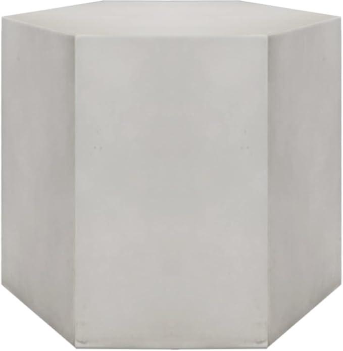 COSIEST Concrete Accent Table, Hexagon Patio Side Table 14.5''Wx12''H, Modular Design Indoor Outdoor End Table, Light Grey