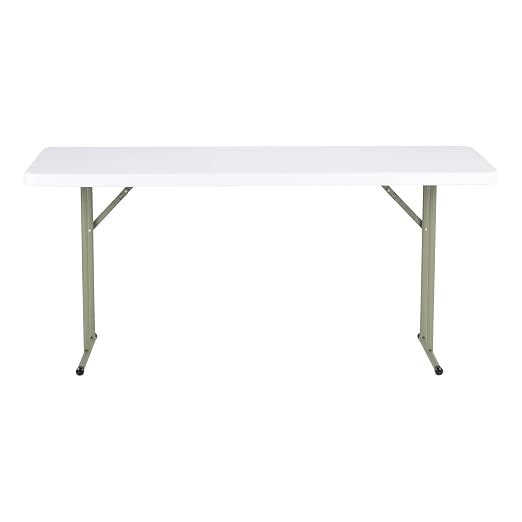 Norwood Commercial Furniture 5' Indoor/Outdoor Folding Training Table, Rectangular Blow-Molded Plastic Folding Training and Event Table, White