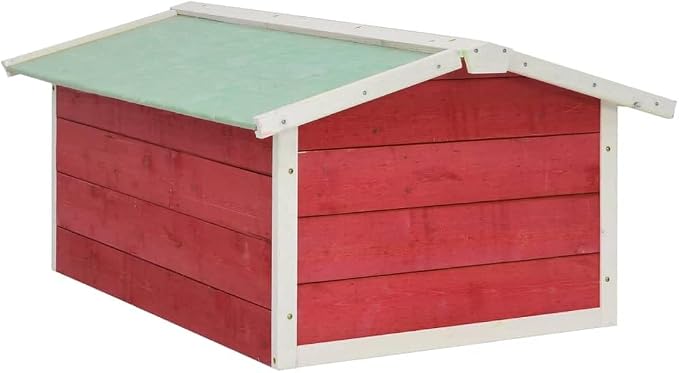 vidaXL Lawn Mower Garage House - Red/White Firwood - Outdoor - from Rain and UV