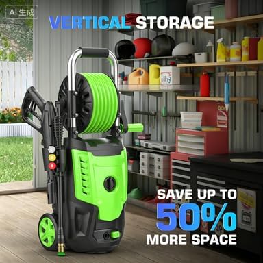 Pressure Washer 4800PSI, 4.0GPM Portable Power Washer with Foam Cannon,4 Nozzles,33FT Hose and Soap Bottle,Car Wash Machine/Car/Driveway/Patio Clean,Green