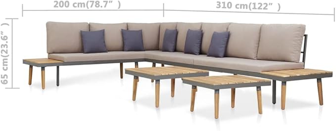 Patio Lounge Set with Cushions,Outdoor Tables and Chairs,Outdoor Furniture Sets,Patio Conversation Sets,for Garden,Deck,Backyard,7 Piece Solid Acacia Wood Brown