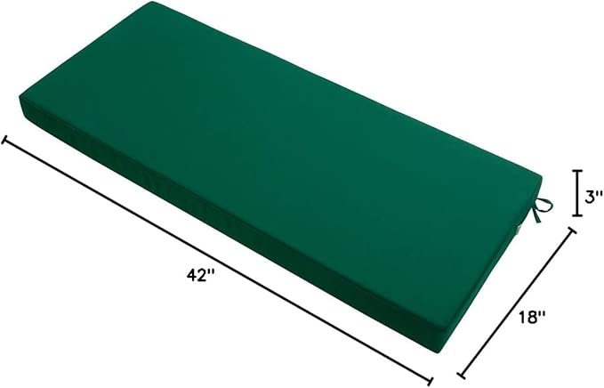 FUNHOME Outdoor Bench Cushion Cover 42 x18 x 3 inch,Water Resistant Cover with Zipper&Ties,Fade-Resistant Slipcover,Patio Porch Swing Cushion Cover Replacement Only,No Insert(Blackish Green)