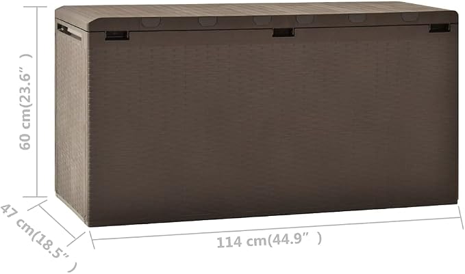 Garden Storage Box,Outdoor Bin for Gardening Tools,Waterproof,Sturdy Structure,With lid, for Storing Cushion,Pillow,Blanket,Toys,Garden Tools,Brown 44.9"x18.5"x23.6"(Priority Delivery)