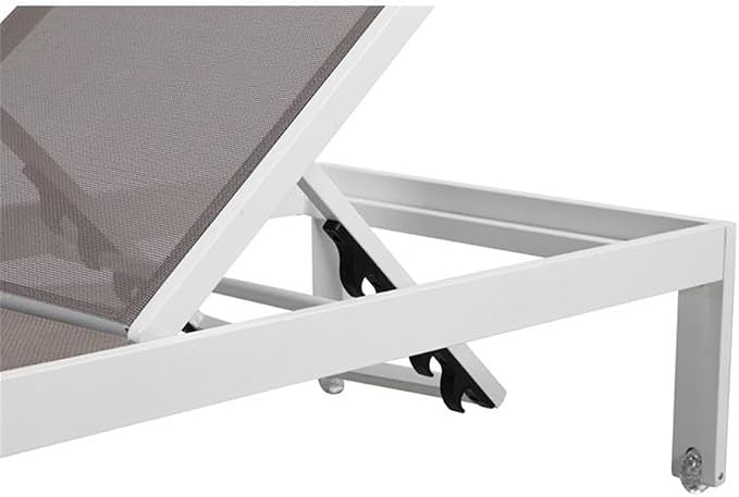 Pemberly Row 11-Piece Modern Aluminum Patio Dining Set, Gray/White Finish, Includes 71-Inch Dining Table, 6 Stackable Chairs, 4 Reclining Loungers, Durable Weather-Resistant Outdoor Furniture for
