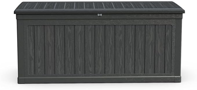 230 Gallon Outdoor Storage Deck Box - Waterproof Resin with Lock, Heavy Duty Storage for Patio Furniture, Cushions, Garden Tools & Pool Equipment