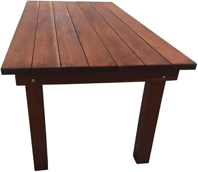 Afuera Living 84" Farmhouse Solid Redwood Patio Dining Table, Mission Brown Stain, Weather-Resistant, Easy Assembly, Umbrella-Ready, 31.5" H x 38.5" W, Outdoor Use