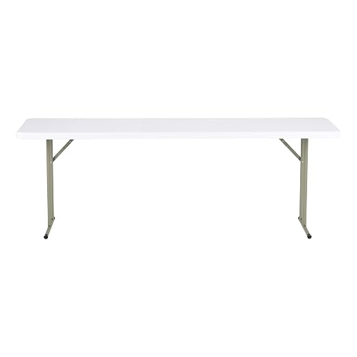 Norwood Commercial Furniture 8' Indoor/Outdoor Folding Training Table, Rectangular Blow-Molded Plastic Folding Training and Event Table, White