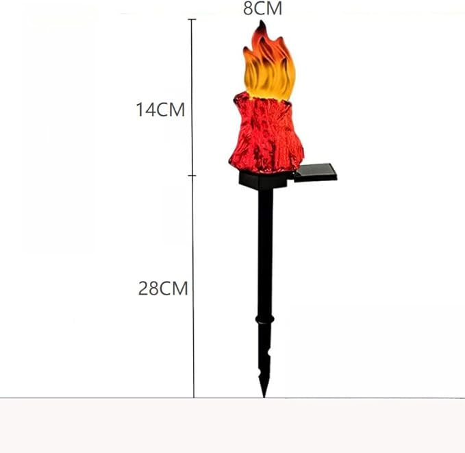 Solar Powered Red Bonfires Lights, Garden Decorative Resin Cute Red Torch Ground lamp, Wireless Dusk to Dawn LED Lights Waterproof.
