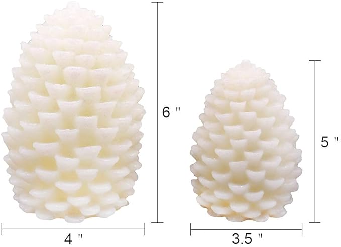Wondise Pine Cone Flickering Flameless Candles with Remote and Timer, Battery Operated LED Real Wax Flameless Candles, for Christmas Decoration, Set of 2(Ivory)