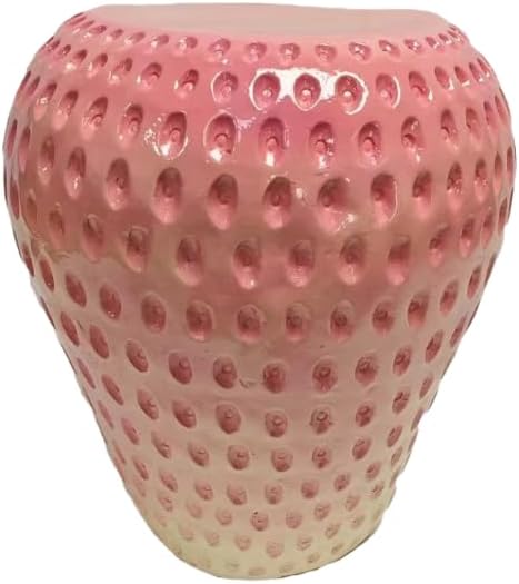 13.4" Pink Strawberry Fruit Stool Side Table, Resin Garden Stool Plant Stand for Indoor Outdoor Home Decor, Multi-Purpose End Table Patio Furniture Housewarming Gift