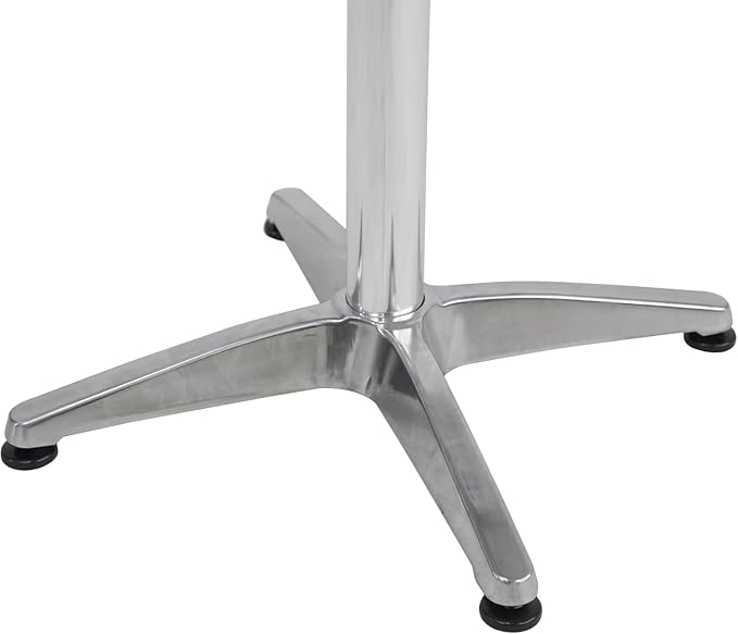 BTEXPERT Set of 2, 45" Bar Height Round Aluminum Patio Tables – Stainless Steel Silver Commercial-Grade Outdoor Dining Tables with 25.75" Base for Restaurants & Events