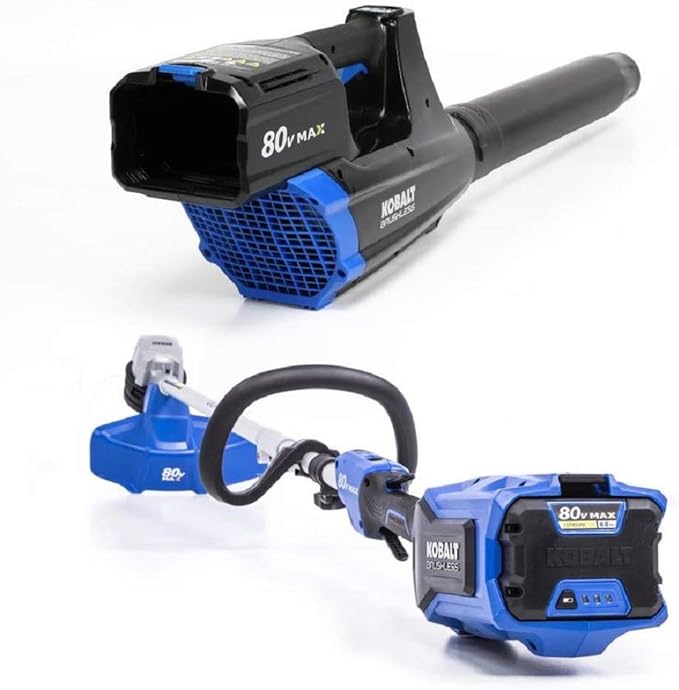 Kobalts 80V 16-inch String Trimmer, 500 CFM 125 MPH Blower, 2.5 Ah Battery and Charger
