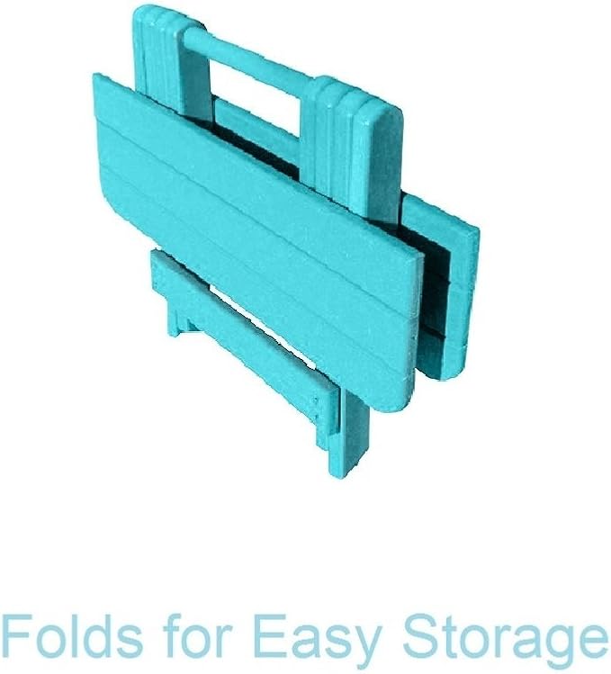 Phat Tommy Folding Outdoor Patio Side Table - Poly Adirondack Side Table - All Weather Side Table for Your Patio, Deck, or Balcony (Teal)