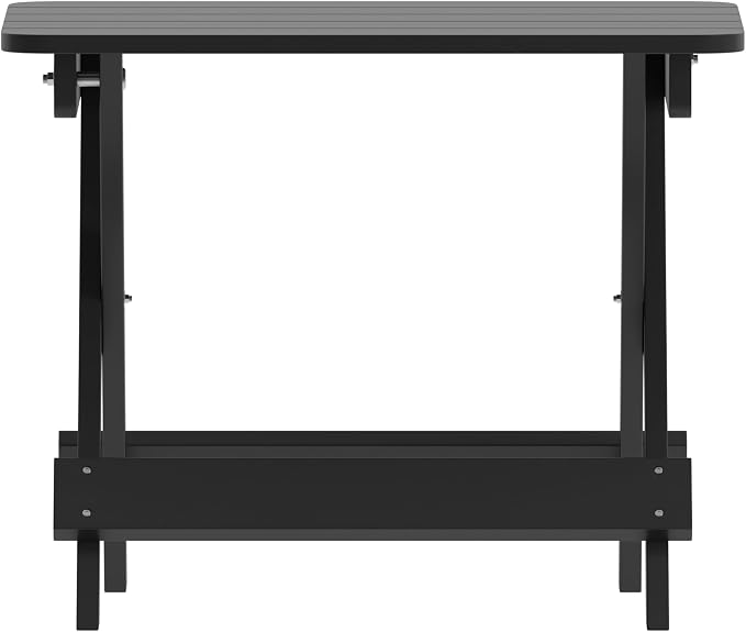 EMMA + OLIVER Haley Outdoor Folding Side Table, Portable All-Weather HDPE Adirondack Side Table, Black