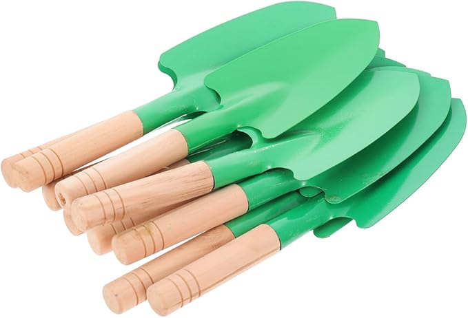 BESPORTBLE 10pcs Wooden Handle Gardening Shovels Multifunctional Trowels for Planting Weeding and Soil Preparation Lightweight Garden Tools Green Red