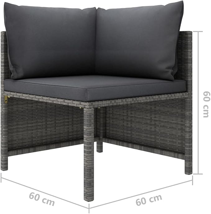 8 Piece Patio Conversation Set Modular Grey PE Rattan Outdoor Sectional Sofa for Garden Balcony Porch 23.6 x 23.6 x 12.6 in Removable Cushion Covers