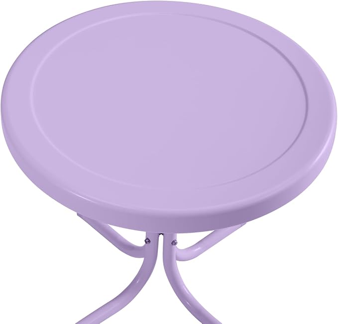 HomeStock Old World Opulence Retro Outdoor Side Table - Lavender Gloss Finish, 22.00 x 22.00 x 18.90 in, Easy Assembly, Weather-Proof Steel Construction, Modern Patio/Backyard/Porch Side Table