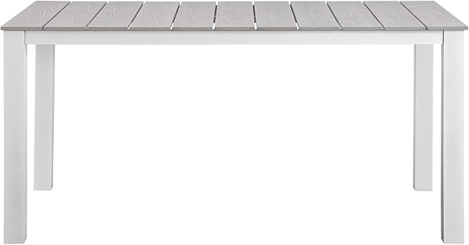 lm Modway Maine 7 Piece Outdoor Patio Dining Set, White Light Gray